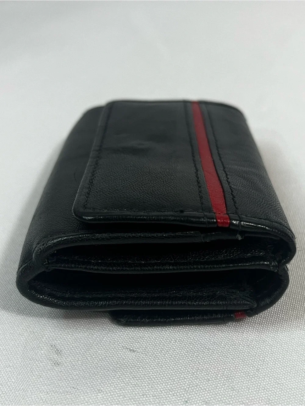 Minimalist Leather Wallet, Black/Red Super Soft!